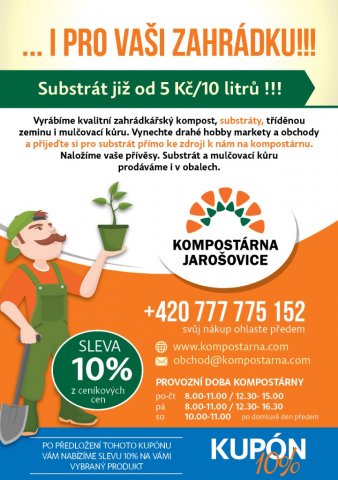 SLEVA 10% NA SUBSTRÁT, KOMPOST, ZEMINU, KŮRU I ŠTĚPKU