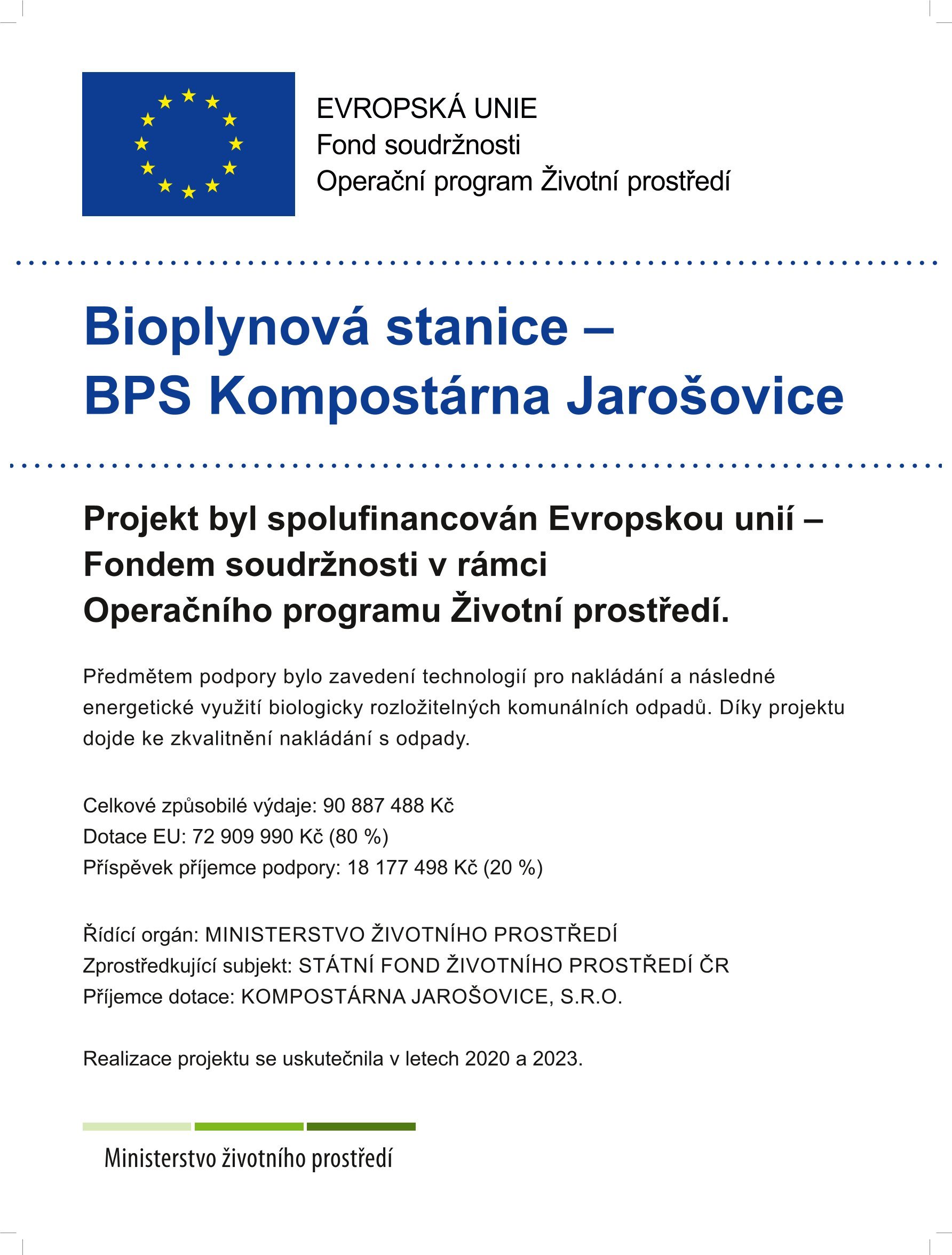 Bioplynová stanice - BPS Kompostárna Jarošovice